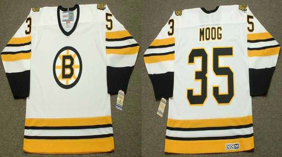 2019 Men Boston Bruins #35 Moog White CCM NHL jerseys1->boston bruins->NHL Jersey